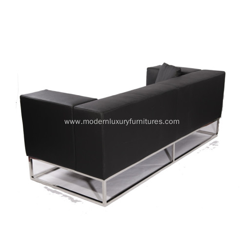 Modern Leather Sofa with Stainless Steel Frame